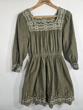Madewell Corduroy Dress Embroidered Trim